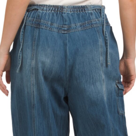 NEW PTCL Drawstring Waist Barrel Leg Jeans Dark Wash for women 168mn - Picture 4 of 6